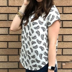 White Blouse and Feather Print